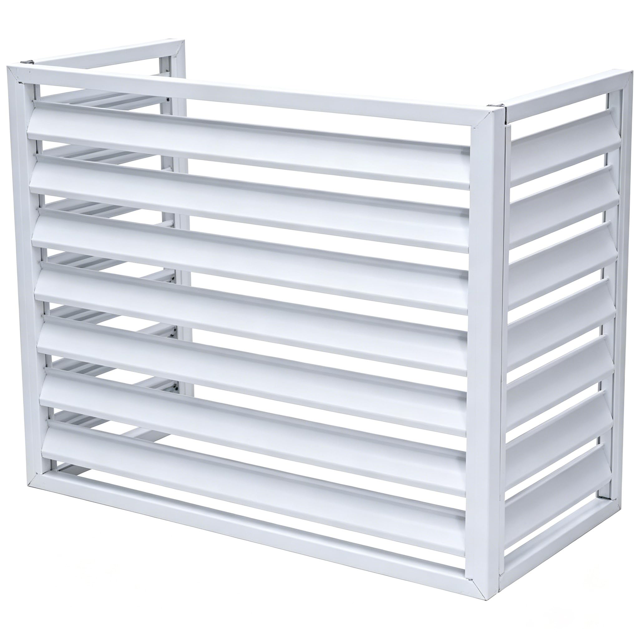 2~3P Protector para Aire Acondicionado, Cubierta Exterior de aleación de Aluminio, Marco Exterior para Aire Acondicionado, No obstruye la ventilación,Fácil de Instalar (Blanco, 110×60×80cm)