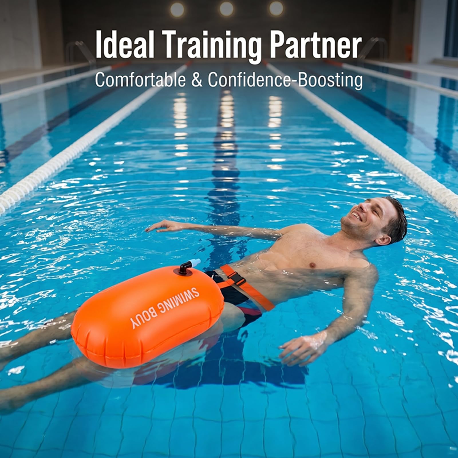 CNMTCCO Boa di nuoto per adulti di alta qualità, con luce di segnalazione per la massima sicurezza in lago e mare, per il nuoto in PVC robusto con
