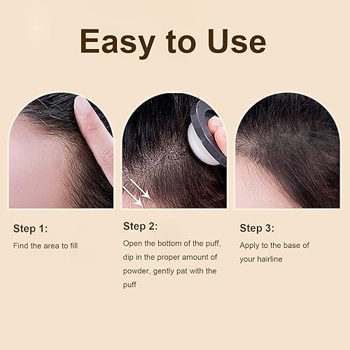 Miniatura 7 de Polvo de línea capilar  oculta instantáneamente la pérdida y el adelgazamiento del cabello, retoque de raíz impermeable para puntos calvos, cubierta