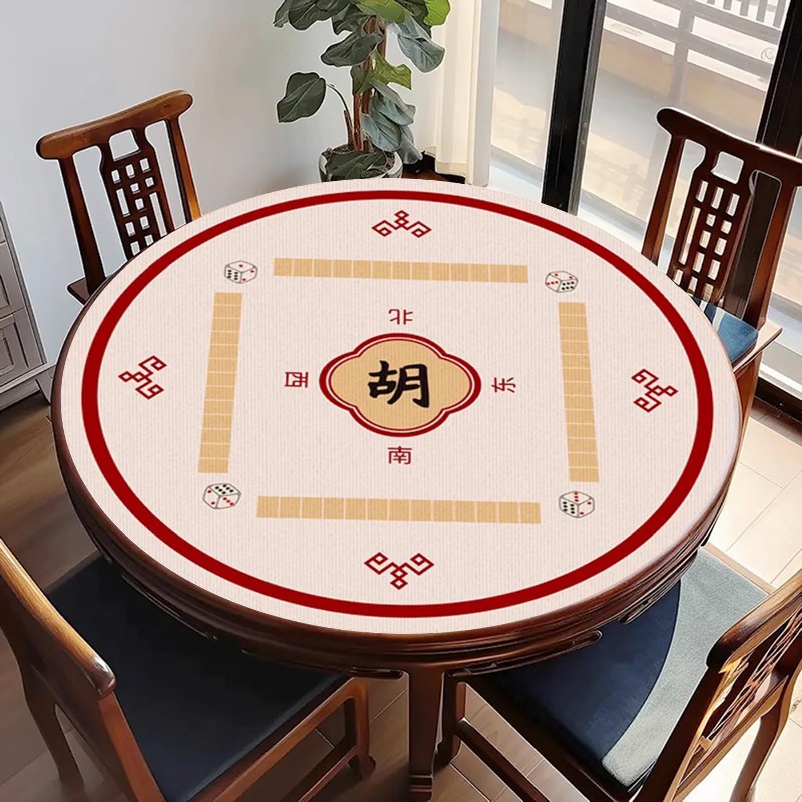 Mahjong Mat Antypoślizgowa Redukcja Hałasu Mahjong Pokrowiec Na Stół Mahjong Mahjong Poker Gry Karciane Gry Planszowe (Czerwony, 140 cm/55 cali)