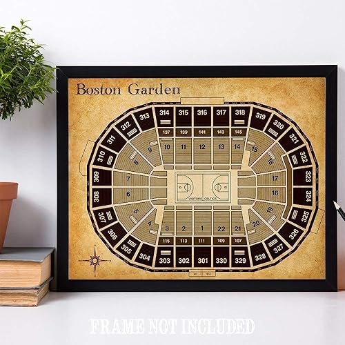 Miniatura 6 de Boston Garden - Tabla de asientos de baloncesto  Póster sin marco de 11 x 14 pulgadas  Mapa de asientos vintage e histórico, diseño de arena,