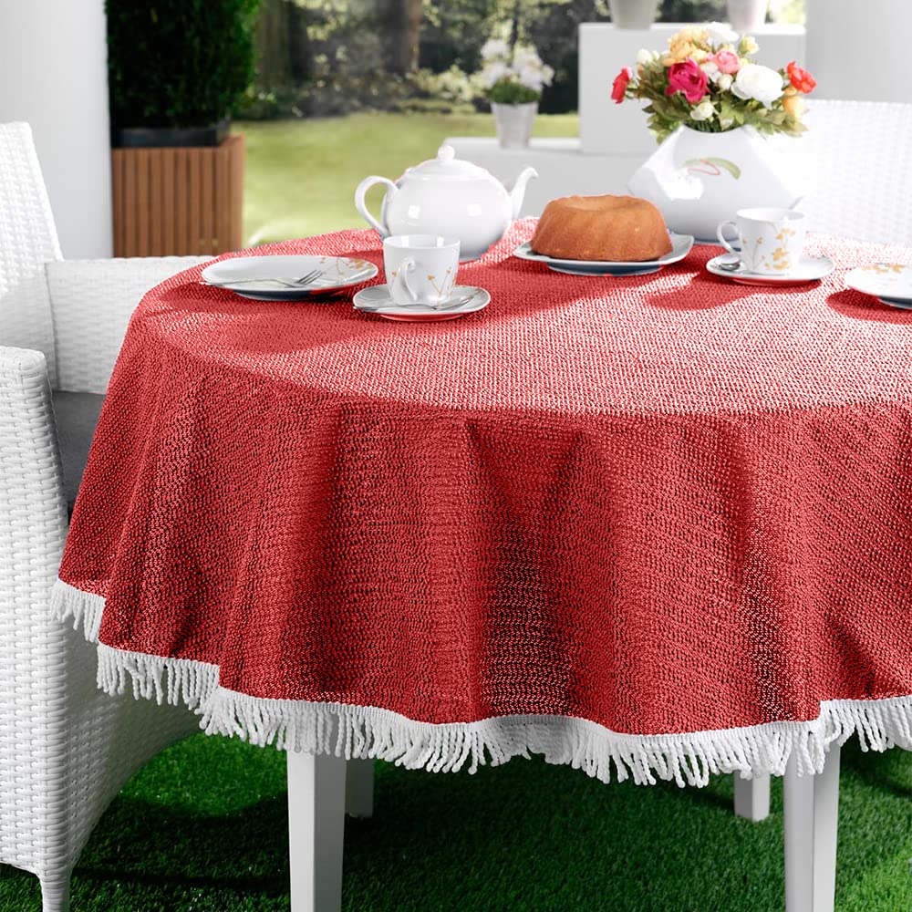 Nappe de jardin ronde rouge de 160 cm pour vos repas conviviaux en terrasse