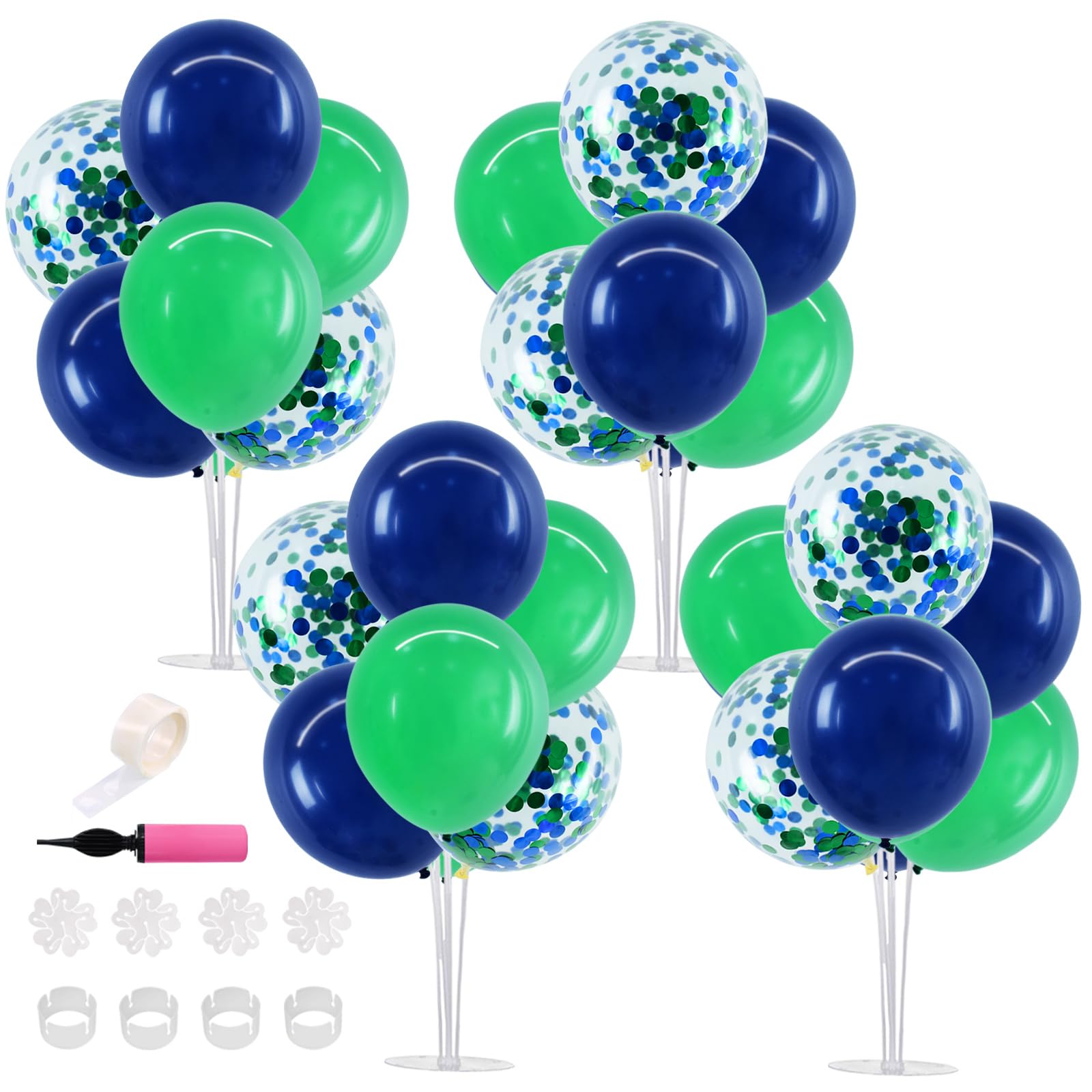 TONIFUL Lot de 4 supports de ballons bleu marine et vert pour table