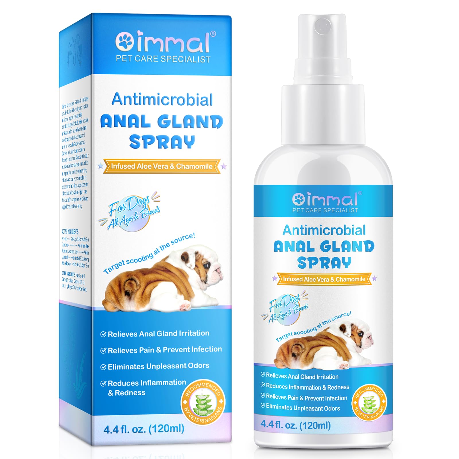 Hunde Analdrüsen Spray-120 ml Lindert schnell Analdrüsenreizungen und lindert Juckreiz,Stoppt das Scharren,Beseitigt hartnäckige Gerüche,Schmerzlindernd und Juckreizstillend,Sicher für alle Tiere