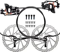 Chooee Freio a disco hidráulico para mountain bike, conjunto de freio a disco hidráulico MTB, dianteiro direito, 800 mm, traseiro esquerdo, 1450 mm, freio hidráulico, preto