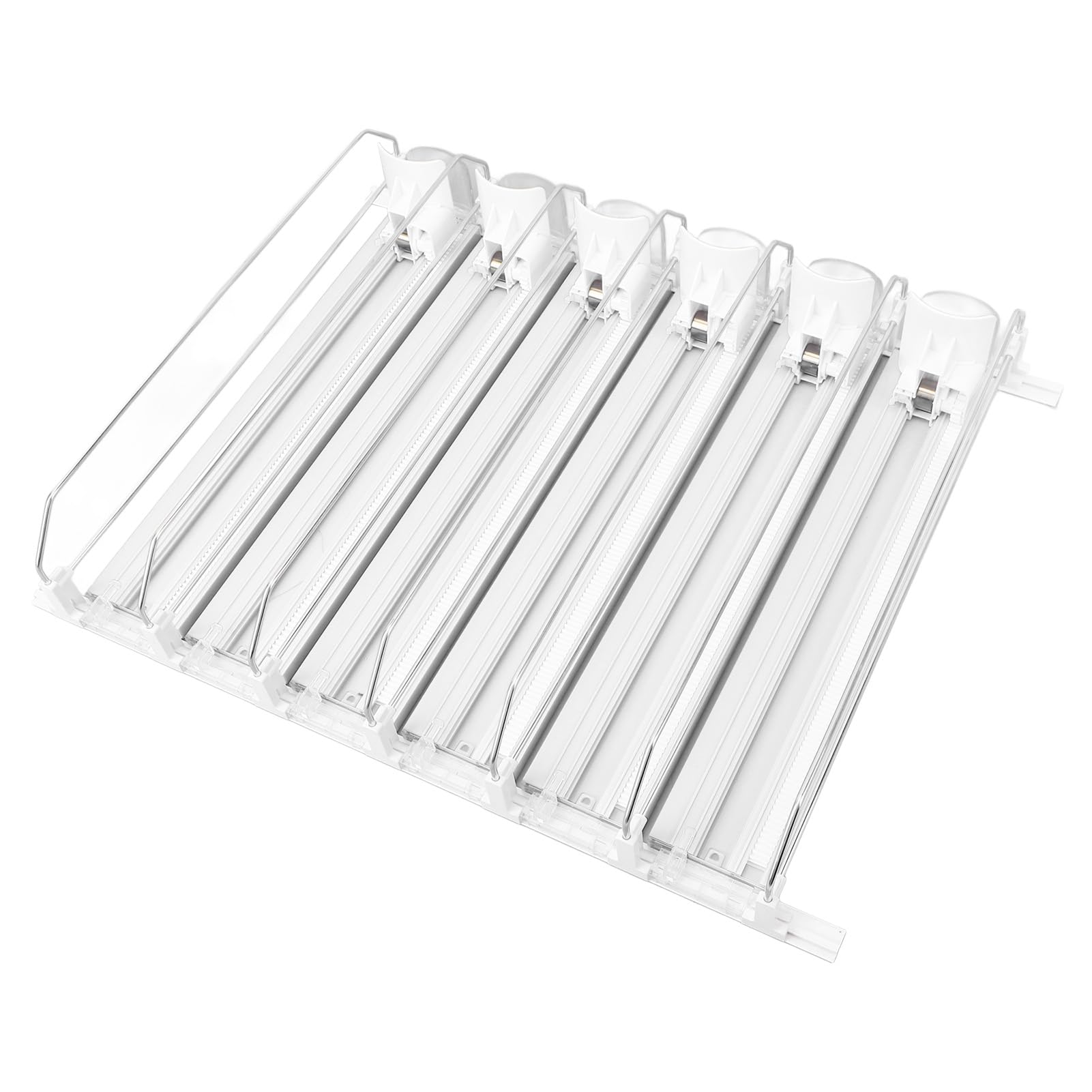 Organizador de bebidas ABS para nevera, soporte ajustable para latas de bebidas de 6 filas, dispensador de latas de refresco deslizante de fácil carga para cerveza, refrescos, (Blanca)