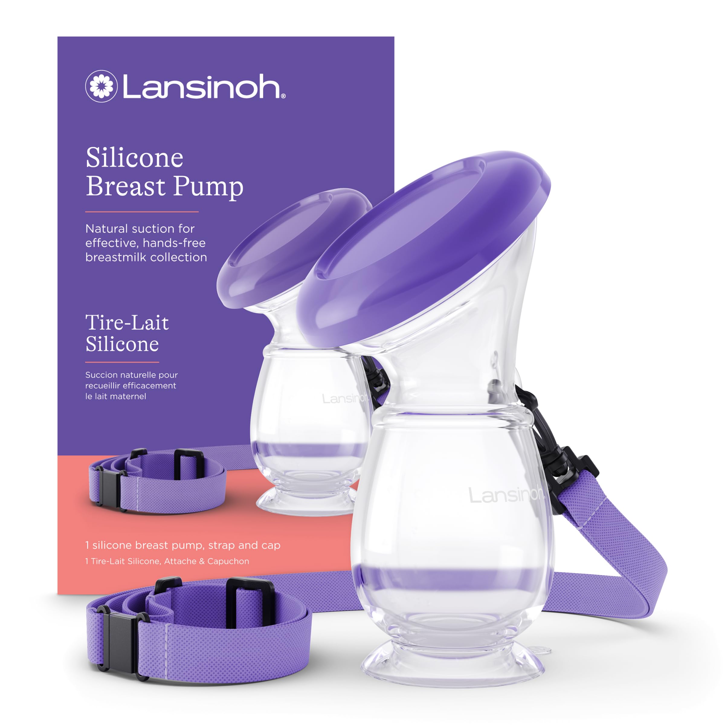 Lansinoh I Recueil Lait en Silicone – Tire-​lait Manuel Sans BPA – Léger, Portable, Facile à Nettoyer – Collecteur de Lait Maternel