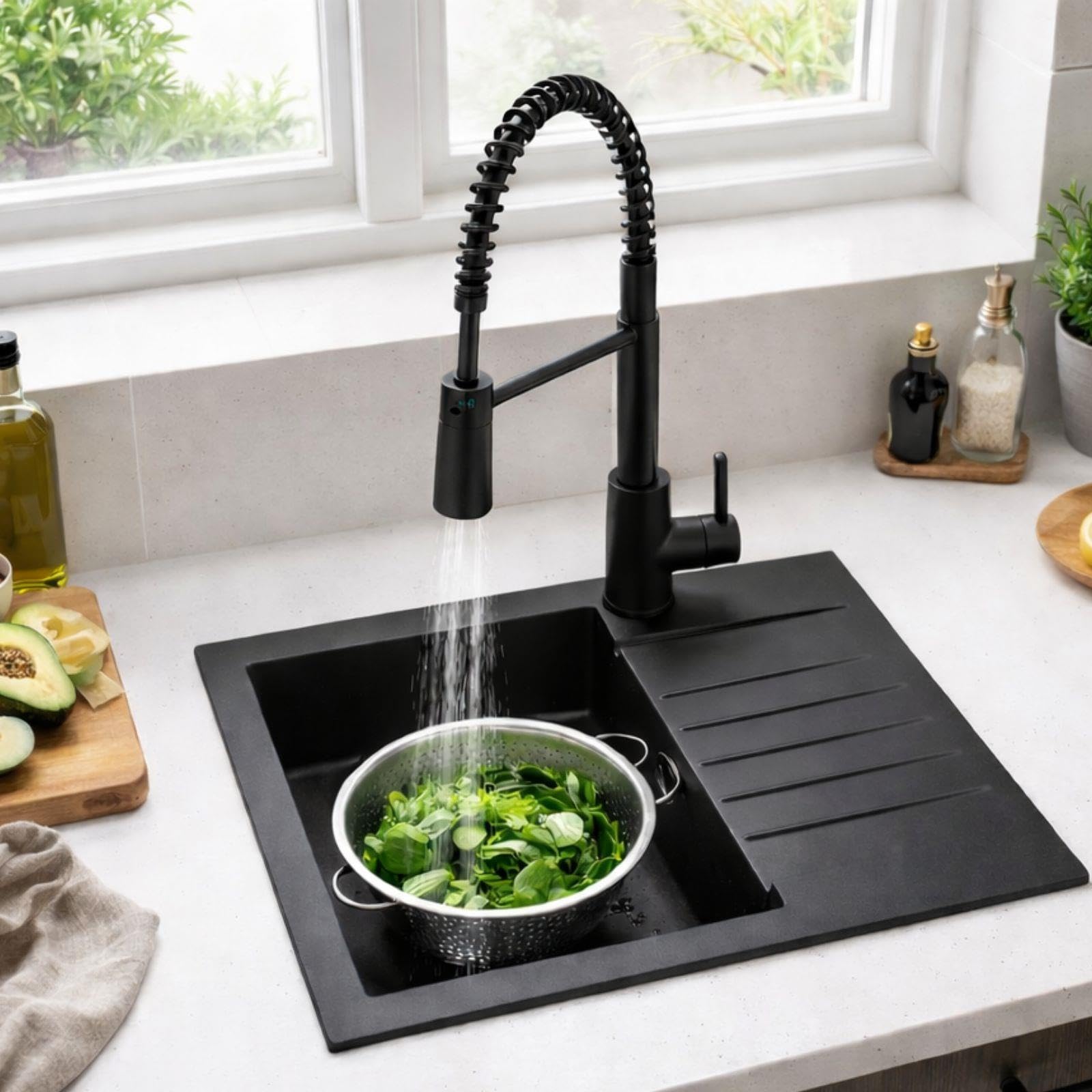LD65BL Fregadero Negro 1 Seno con Escurridor Composite BIO
