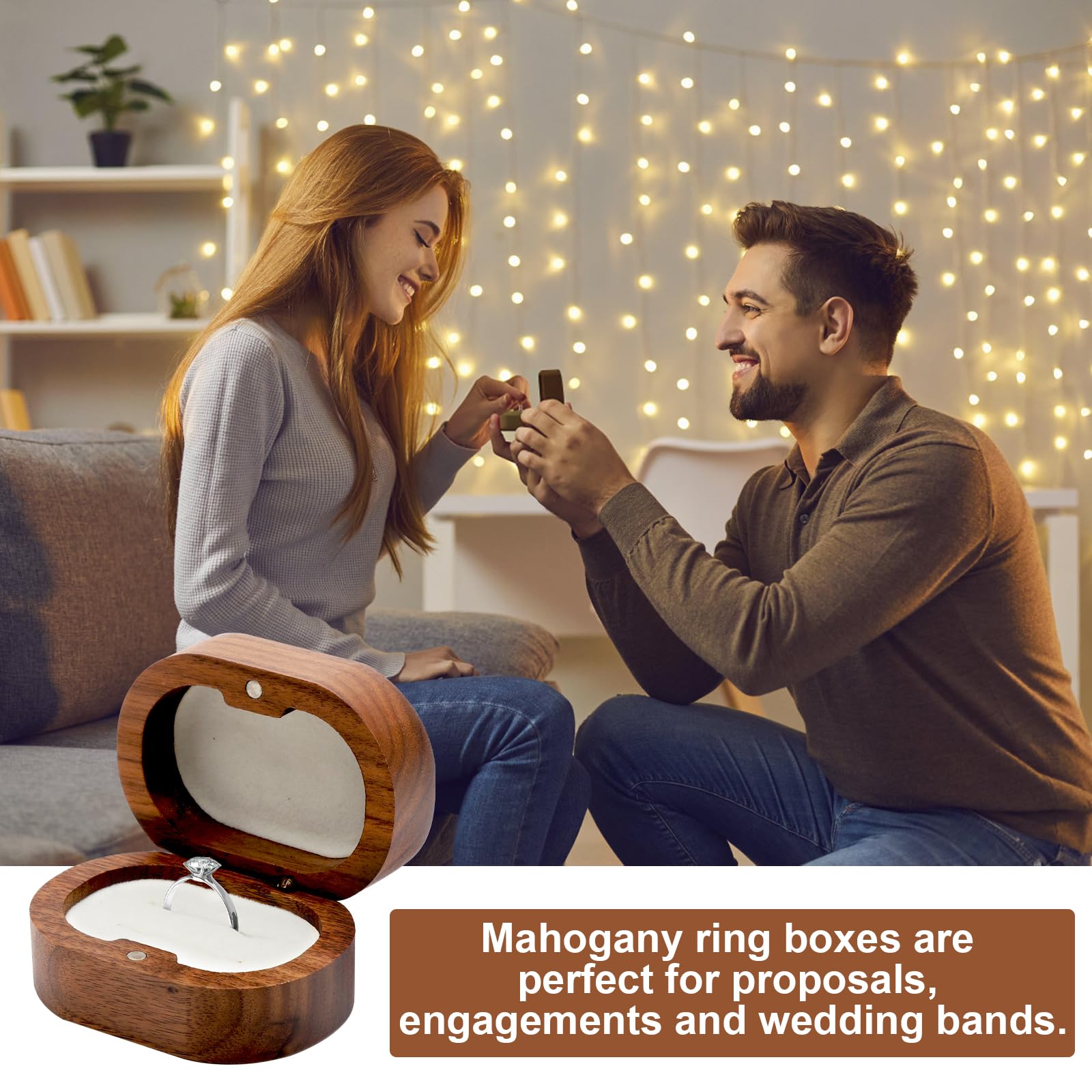 ZoeWei Ringbox Aus Walnuss - Handgefertigte Ringschatulle Für Verlobung & Hochzeit