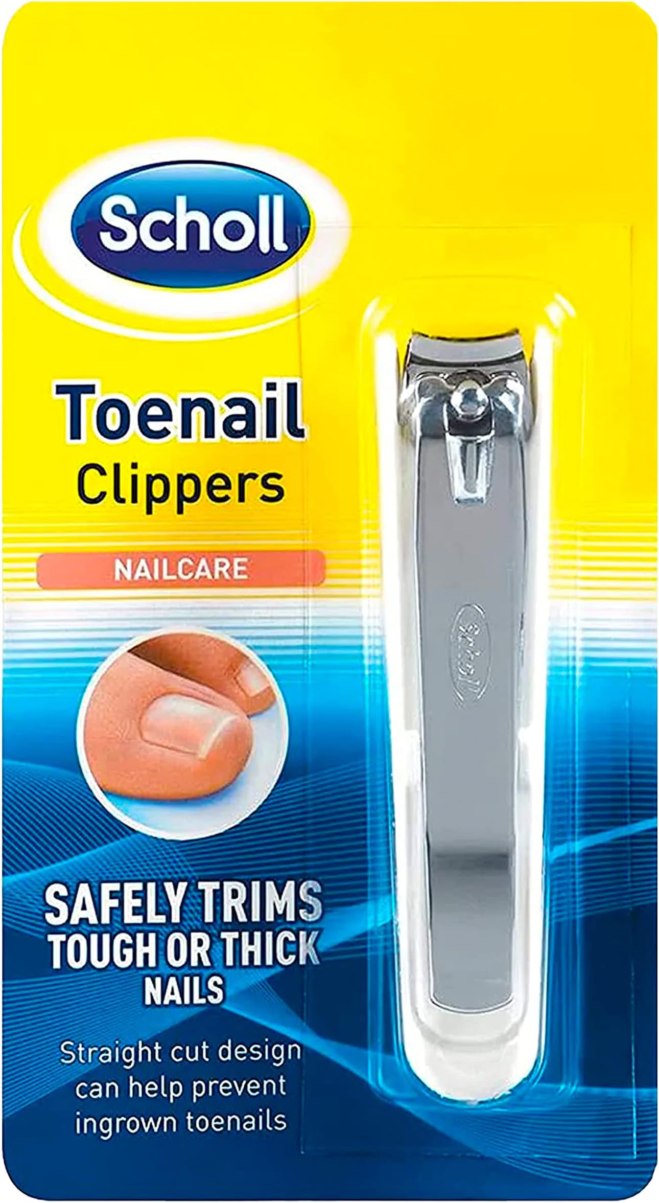 Scholl Nailcare Toenail Clippers - Fingernail and Toenail Clippers by Scholl to Safetly Trim Tough or Thick Nails