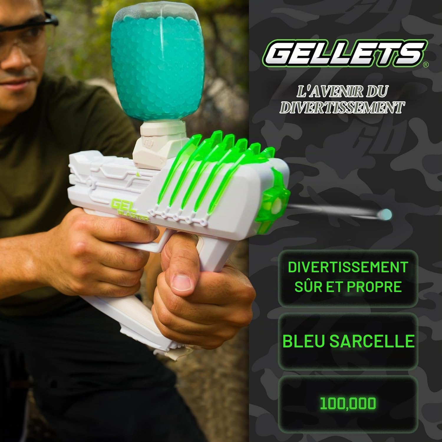 Gel Blaster 50.000 Gellets Munition, Bleu-Vert - Non Toxique, 14 Ans+ | Compatible avec tous les modèles Gel Blaster, non toxique, à base d'eau, ne tache pas, dès 14 ans.