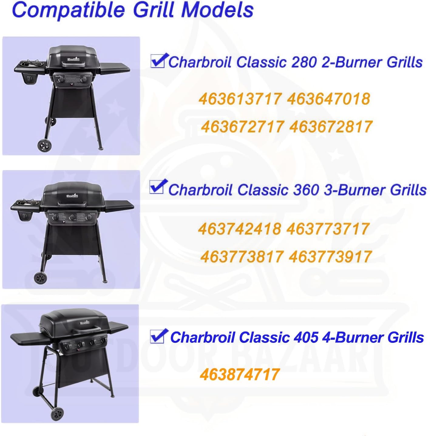 2-Pack Stainless Steel Replacement Heat Plates for Charbroil Classic 280 2-Burner Grill, G215-0203-W, 463672717, Charbroil Classic Grill Parts 2 Burner image 4