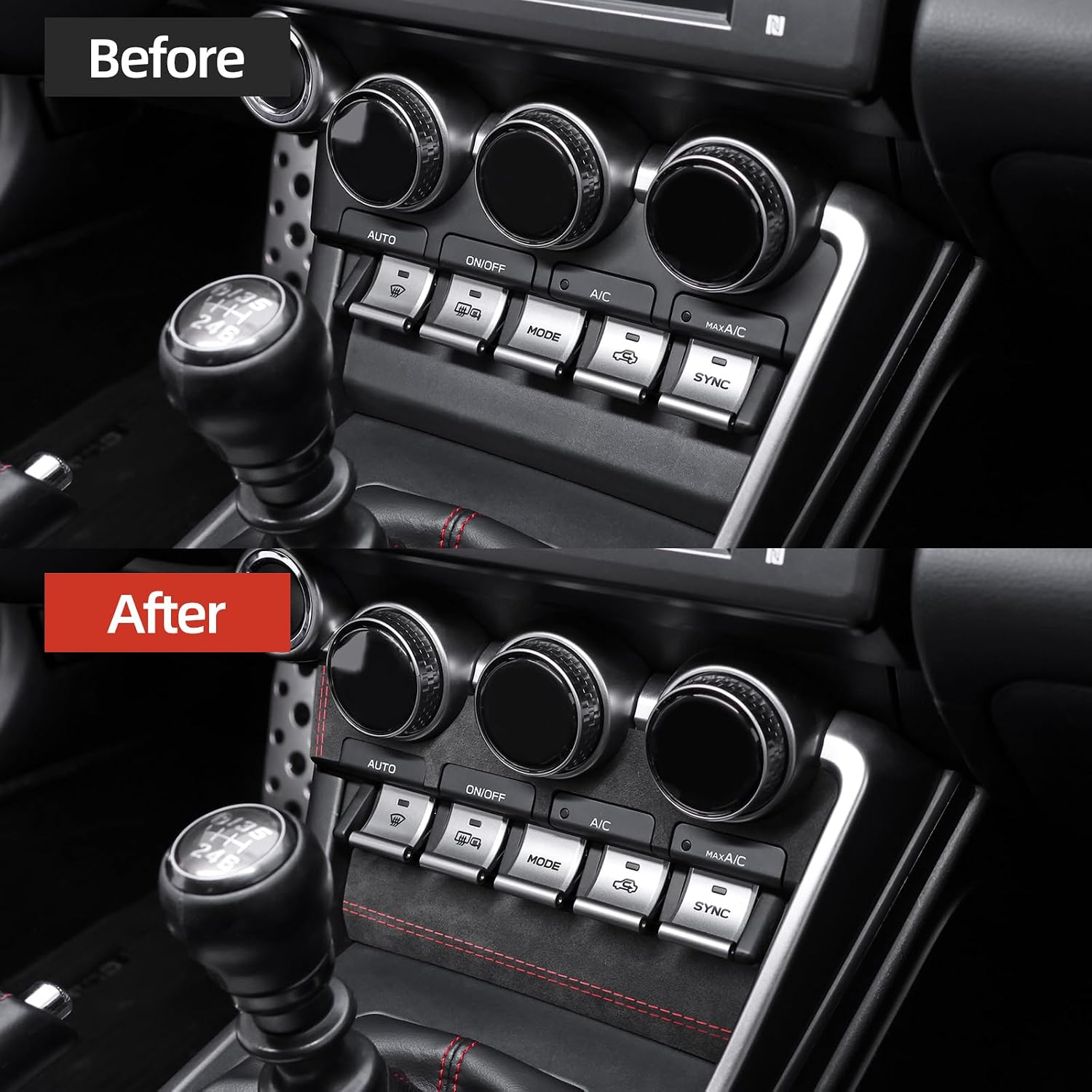 BETTERHUMZ Car Air Conditioning CD Panel Cover Trim Compatible with Toyota GR86 for Subaru BRZ 2021 2022 2023 2024 2025 for Alcantara Carbon Leather Interior Accessories (Suede Black)
