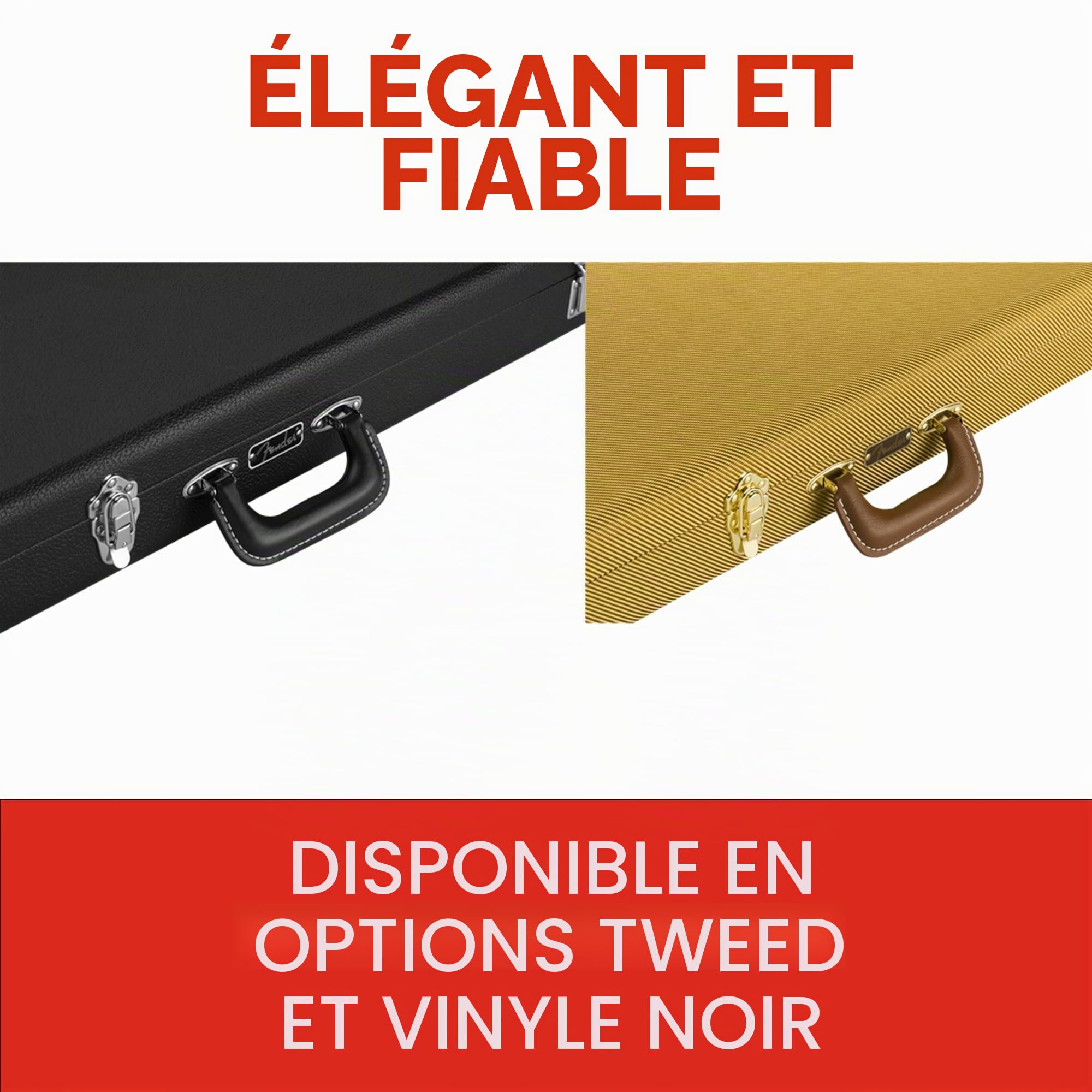 Fender Classic Series Etui en Bois Guitare Electrique, Stratocaster/Telecaster, Noir