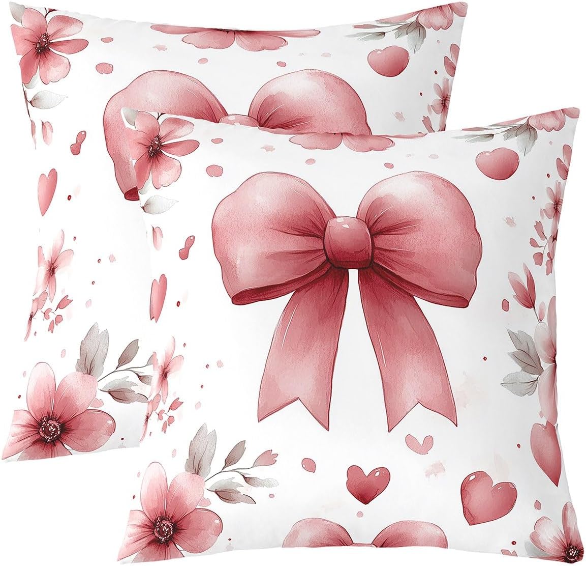 Feelyou Girls Bowknot Throw Pillow Covers 24"x24",Girls Aesthetic Bow Pillow Covers for Home Sofa Bed Couch for Girls Room Decor,Cute Bowknot Cushion Covers,Coquette Bow 2pcs Pillowcases
