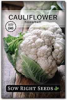 Sow Right Seeds Snowball Cauliflower Seeds - Non-GMO Heirloom Packet, Cold Hardy White Heads, Easy Home Garden Planting (750mg ~200 Seeds)