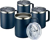 Vista 113 de MEWAY 12oz Coffee Mug With Handle 8 Pack Bulk,Stainless Steel Insulated Travel Tumblers With Sliding Lid,Double Wall Vacuum Camping Cup for Hot &