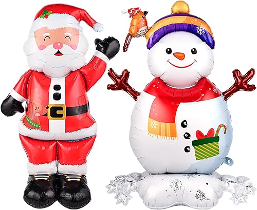 2 globos de Papá Noel de 62 pulgadas, globos gigantes de Mylar de muñeco de nieve, suministros de fiesta de Navidad para cumpleaños, vacaciones,