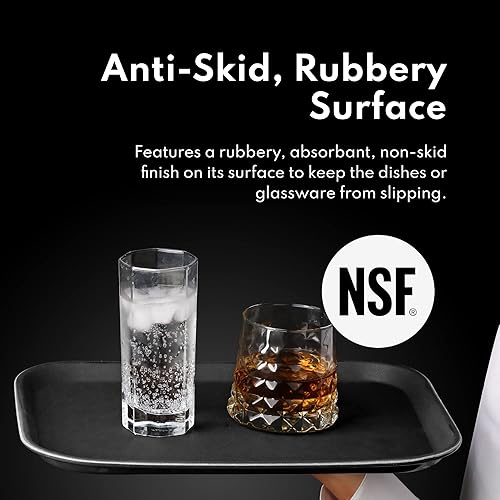 Miniatura 4 de New Star Foodservice 25309 Bandeja antideslizante de grado de restaurante, plástico, forrada de goma, rectangular, 16 x 22 pulgadas (grande), marrón