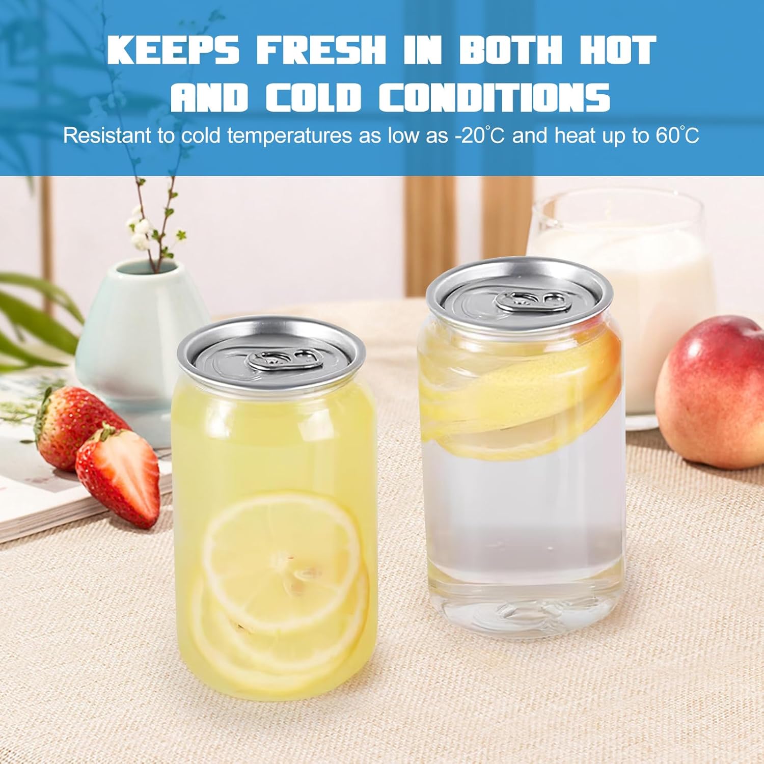 BESTonZON Reusable Pet Bottles 12Oz Clear Plastic Drink Containers with Easy-Grip Pull Lids Multipurpose Water Juice Smoothie Bottles for Indoor and Outdoor Use 4.72X2.55X2.55 Inch - Image 6