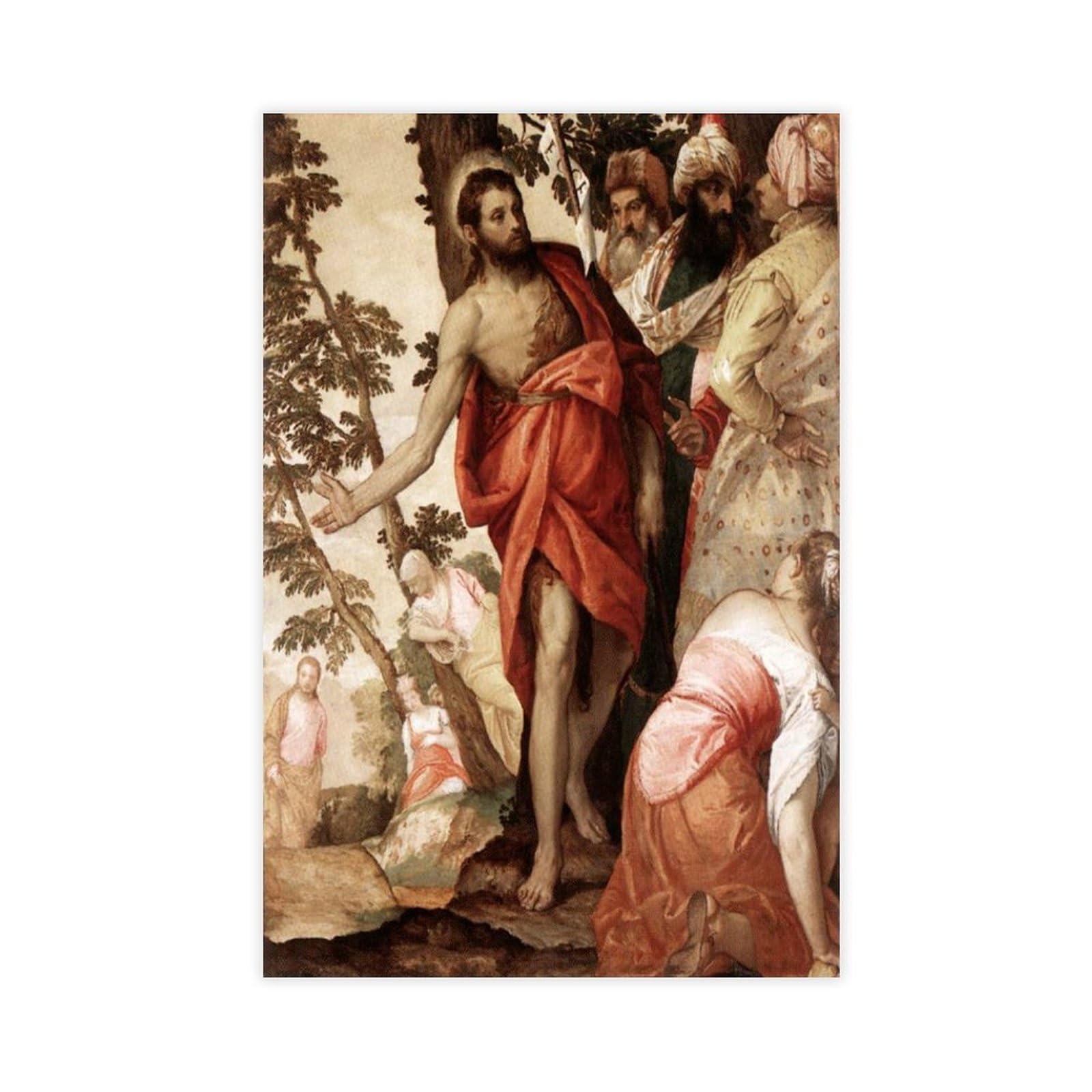 WCYB St John The Baptist Preaching by Paolo Veronese Posters Prints Canvas Deco Paintings Wall Art Unframe 24" L X 36" W