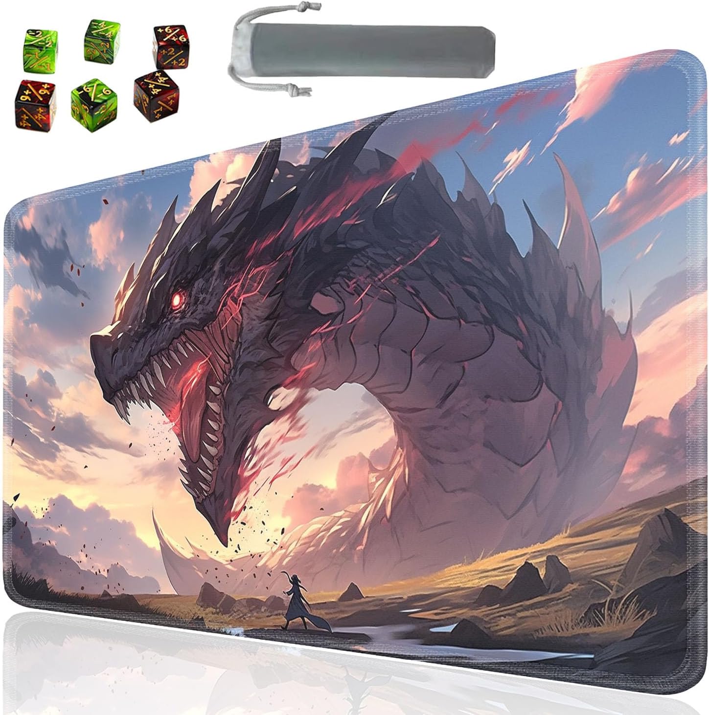 Board Game for TCG Playmat Table Mats Games Size 60X35 cm Mousepad Compatible for MTG RPG CCG Trading Card Game Play mats with 6 Dice (Playmat 117)