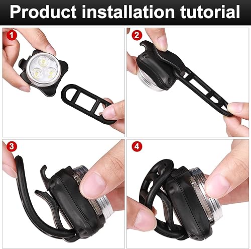 Miniatura 4 de 2 juegos de luces recargables para bicicleta (total de 4 luces dos rojas y dos blancas), faros delanteros superbrillantes y luces LED traseras para