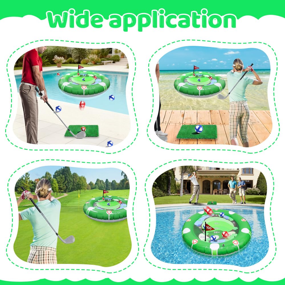 Giocattolo gonfiabile per piscina da golf, set di allenamento con 1 mazza da golf e 6 palline, giochi d'acqua galleggianti, per adulti e famiglie