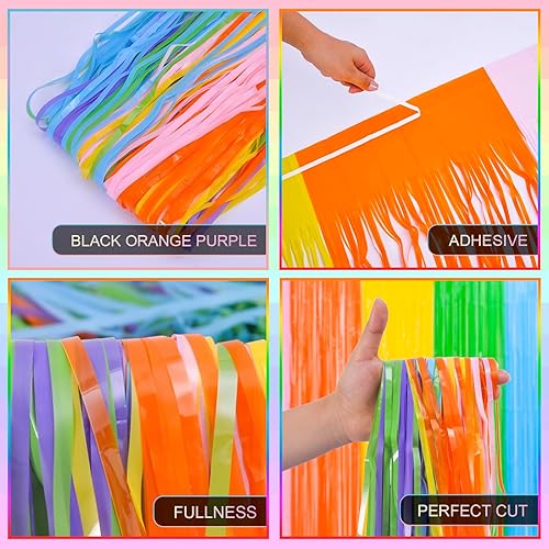 Miniatura 7 de LOLStar Candyland - Decoraciones de fiesta, paquete de 2 cortinas de flecos de aluminio de arcoíris pastel de 3.3 x 6.6 pies, cortinas de oropel