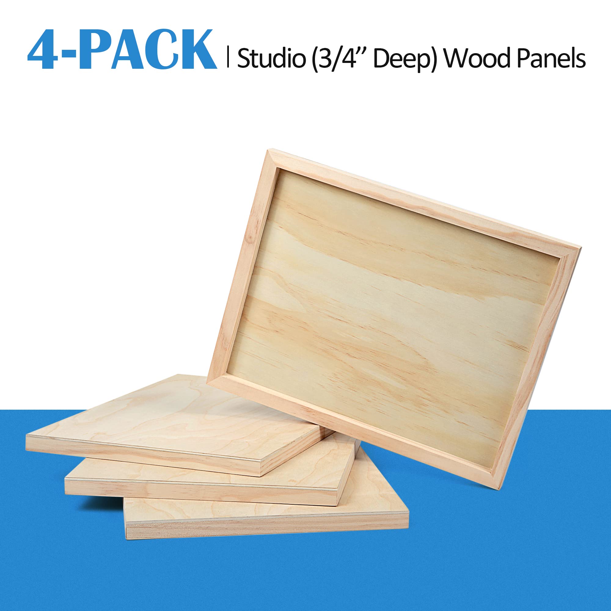 Unfinished Birch Wood Canvas Panels Kit, Falling in Art 4 Pack of 11x14