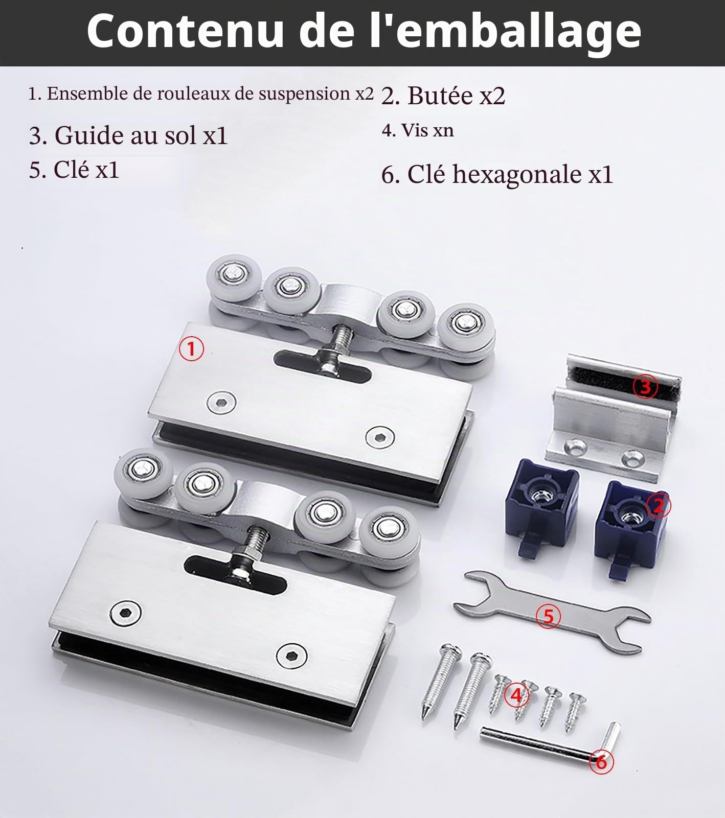 Kit de herrajes para puerta corredera para puertas 120cless, rieles plateados, fácil de instalar, diseño moderno para el hogar y la oficina, liso