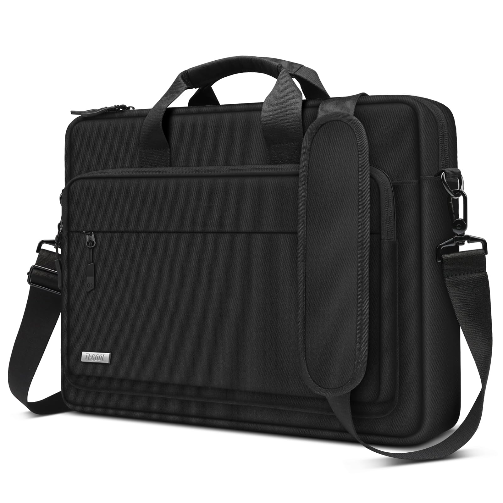 TECOOL 17 Zoll Laptoptasche Schultertasche für 17-17,3" Lenovo Acer ASUS Dell HP Samsung Notebook,17-17.3" Umhängetasche Wasserdicht Aktentasche Herren Notebooktasche Business Laptop Tasche,Schwarz