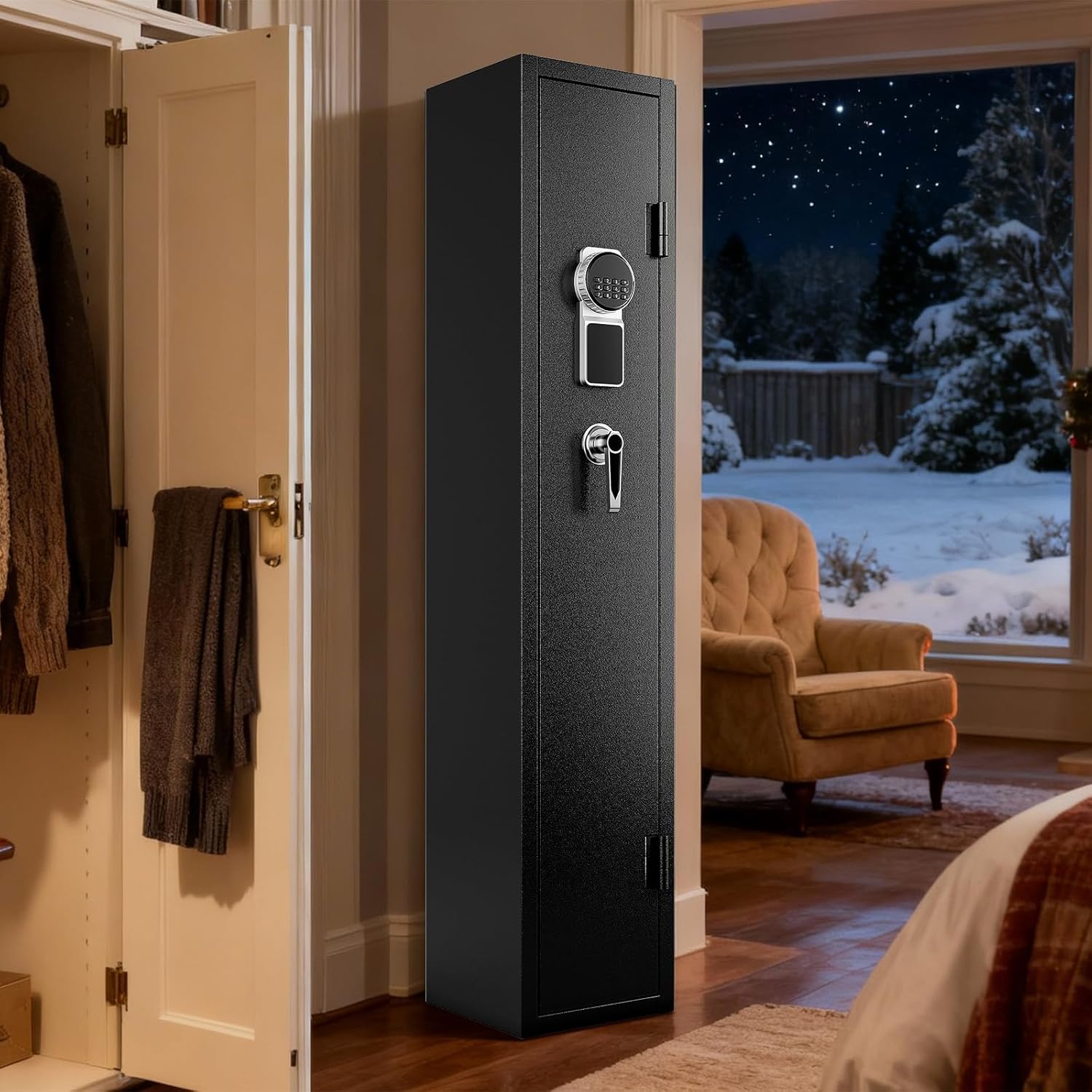 2-3 Gun Safe, Gun safes for Home Rifle and Pistols, Gun Safe for Guns with Quick Access, Gun Safes for Rifles and Shotguns with Removable Gun Racks and Pockets