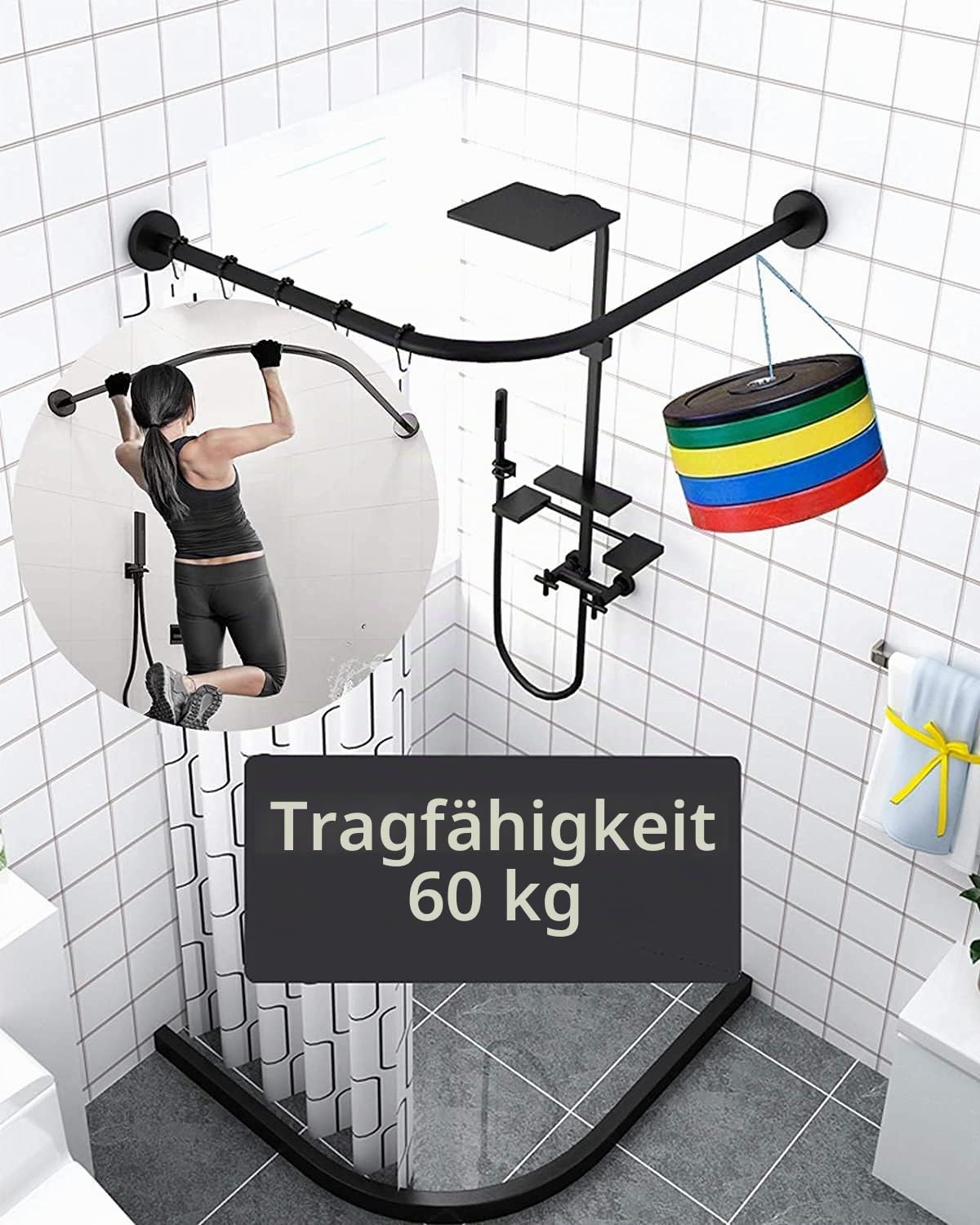 Duschvorhangstange Gebogen L Form Badewanne Edelstahl Duschstange Ecke Badewanne Edelstahl Teleskopstange Eckduschstange für Umkleidekabine90 to 130cm x 90 to 130