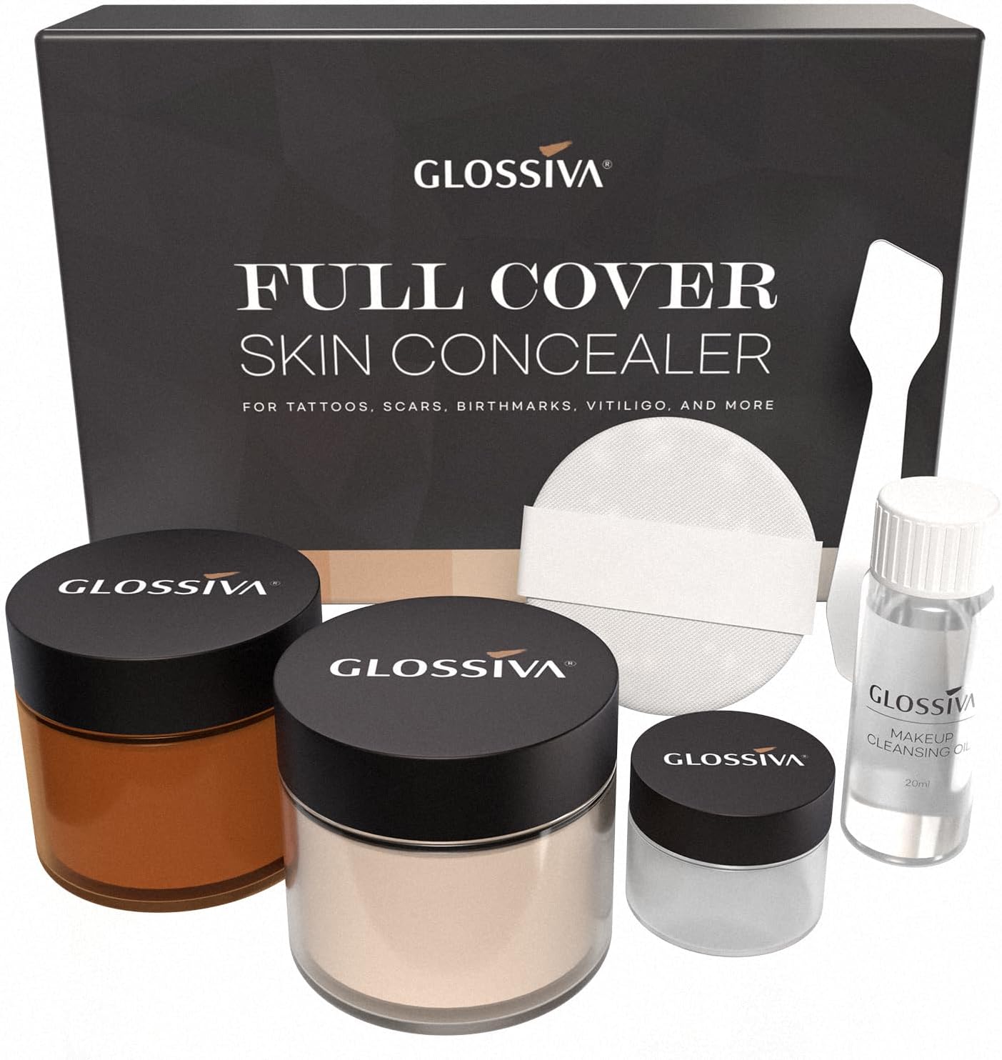 Tattoo Cover Up Makeup Waterproof Concealer For Dark Spots, Scars, Vitiligo, And More - 2x30ml - Use on Body, For Legs, for Men and Women (Multicolor, Customs)