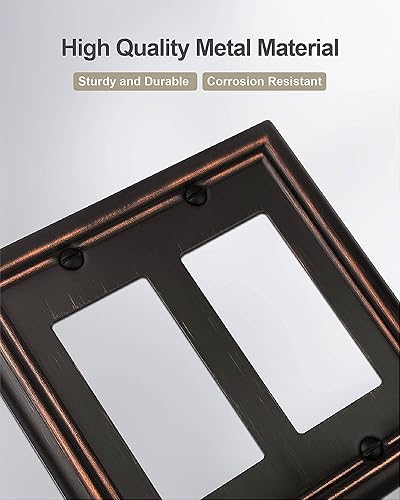 Miniatura 2 de ZILLSEA Placas de pared de doble decoración, placas de pared de bronce envejecido para interruptor de atenuación, salida GFCI y receptáculo,