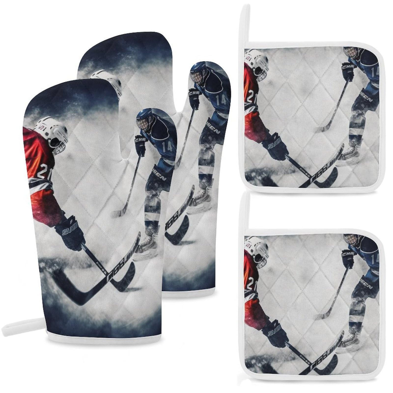 Maniques hockey sur glace : lot de 4 gants de cuisine antidérapants et imperméables