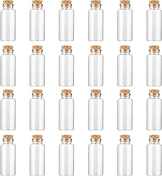10 ml 0.86"x1.96" Glass Bottles with Cork Stopper,Mini Glass bottle with cork,Small DIY Decoration jars Storage Container for Halloween Decorations,Wedding Party Favors24pack