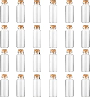 10 ml 0.86"x1.96" Glass Bottles with Cork Stopper，Mini Glass bottle with cork，Small DIY Decoration jars Storage Container for Halloween Decorations,Wedding Party Favors（24pack）