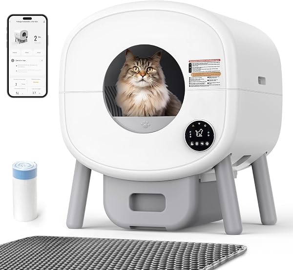 Self Cleaning Litter Box: Extra Large Automatic Litter Box Self Cleaning for Multiple Cats, Odor-Free, App-Controlled, A