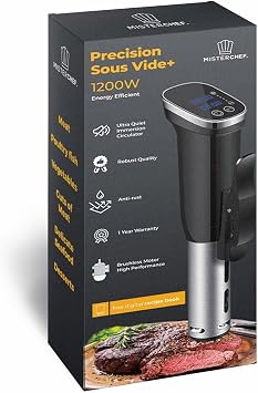 MisterChef Professional Precision Sous-Vide Immersion Circulator – 1200 W – Ultra-Quiet Operation – High-Performance Brushless Motor – Anti-Rust Construction – Energy Class A+++