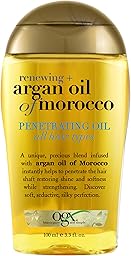 OGX Renewing + Argan Oil of Morocco, Cold-Pressed Argan Oil for Hair Penetrating Treatment & Shine, Moisturizing & Strengthening Silky Oil for All Hair Types, Paraben & Sulfate Free, 3.3 fl oz