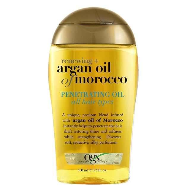 OGX Renewing Argan Oil of Morocco Cold-Pressed Argan Oil for Hair Penetrating Treatment Shine Moisturizing Strengthening Silky Oil