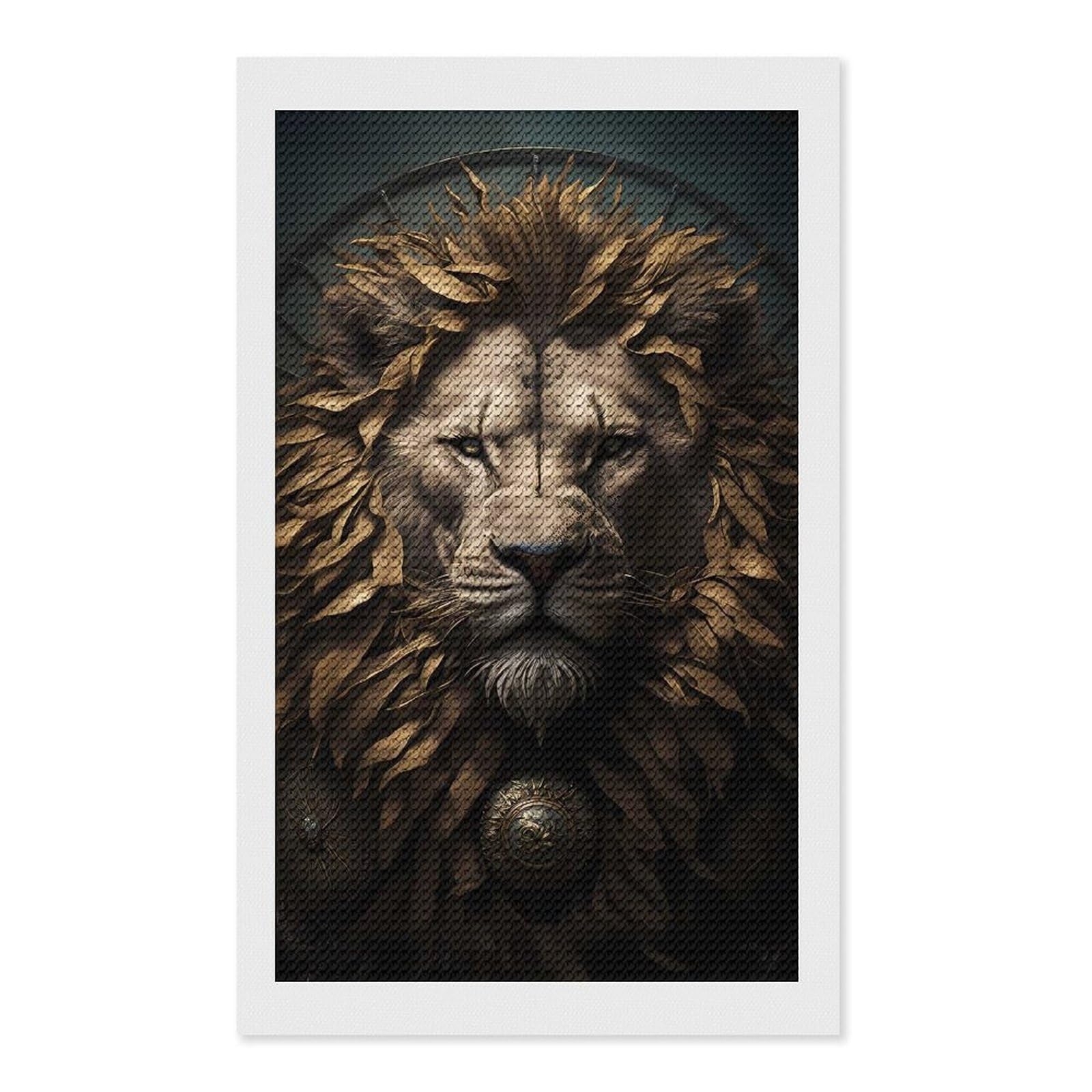Junmoney Lion Fairy Tale Diamond Painting Kit 12"x20", Easy Handmade Project, Cosy Home Accent, for Craft Lovers, Holiday Gift Idea