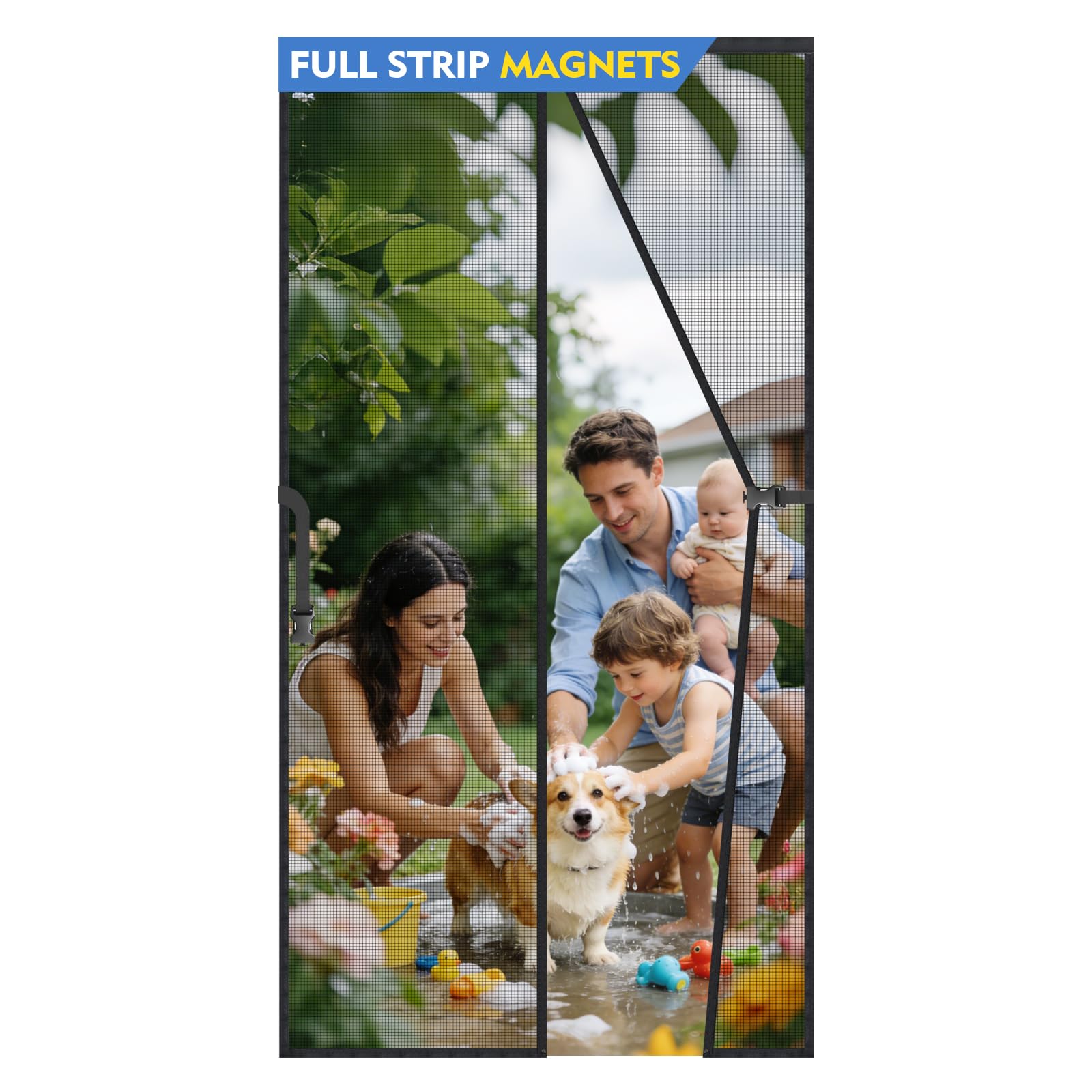 Homelves Black Upgraded Magnetic Screen Door Mesh,Heavy Duty Door Screen Magnetic Closure,Self Sealing,Tear Resistant,Easy Assemble,Fine Mesh Keep Bugs Out (, Fit Door Size Up To 36"X80",Sceen Size 38"X82")