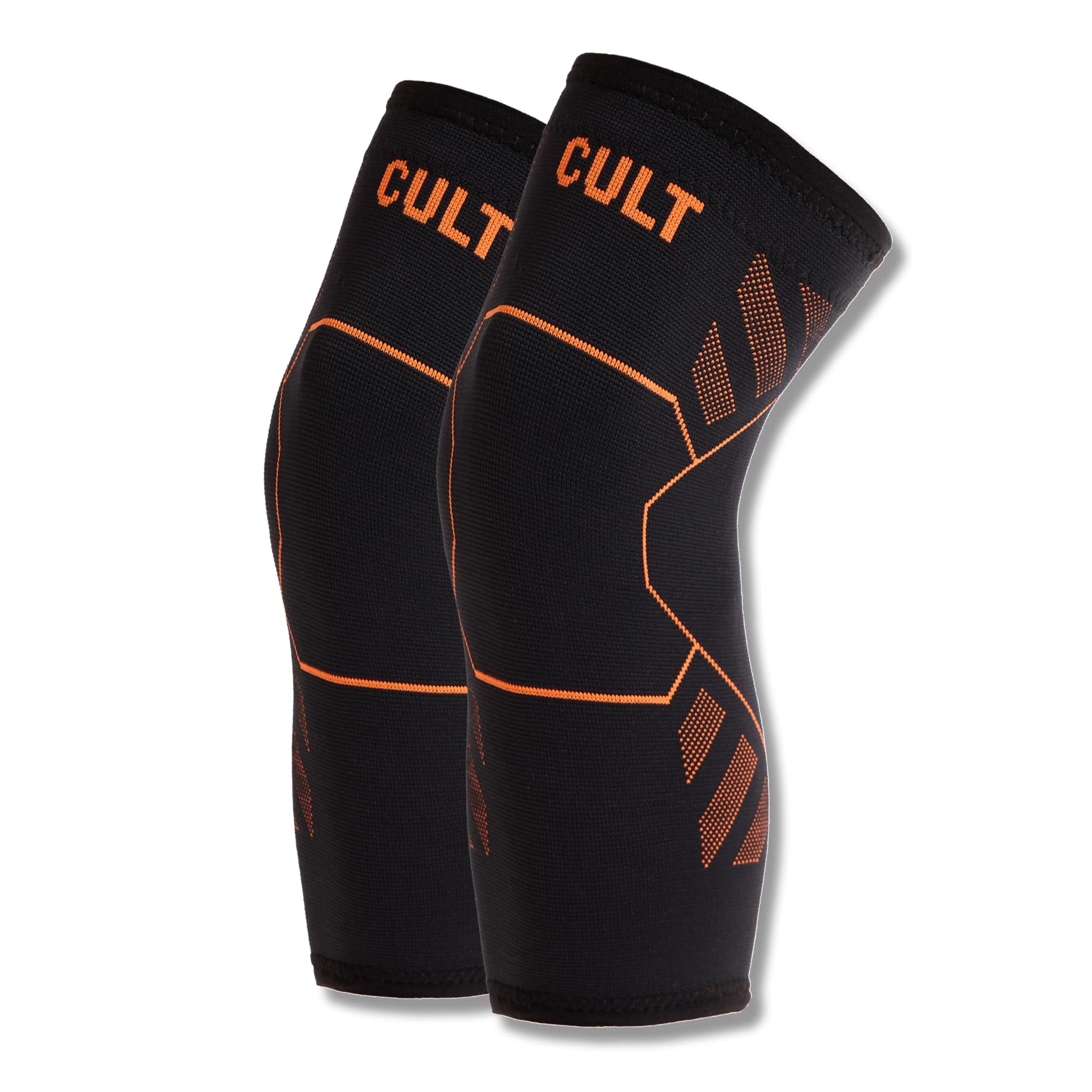 CULT Knee Support for Men & Women – Compression Knee Brace Pair for Pain Relief, Gym, Running, Cycling & Sports – Non-Slip, Breathable, Lightweight Fabric with Optimum Compression – Black | XL
