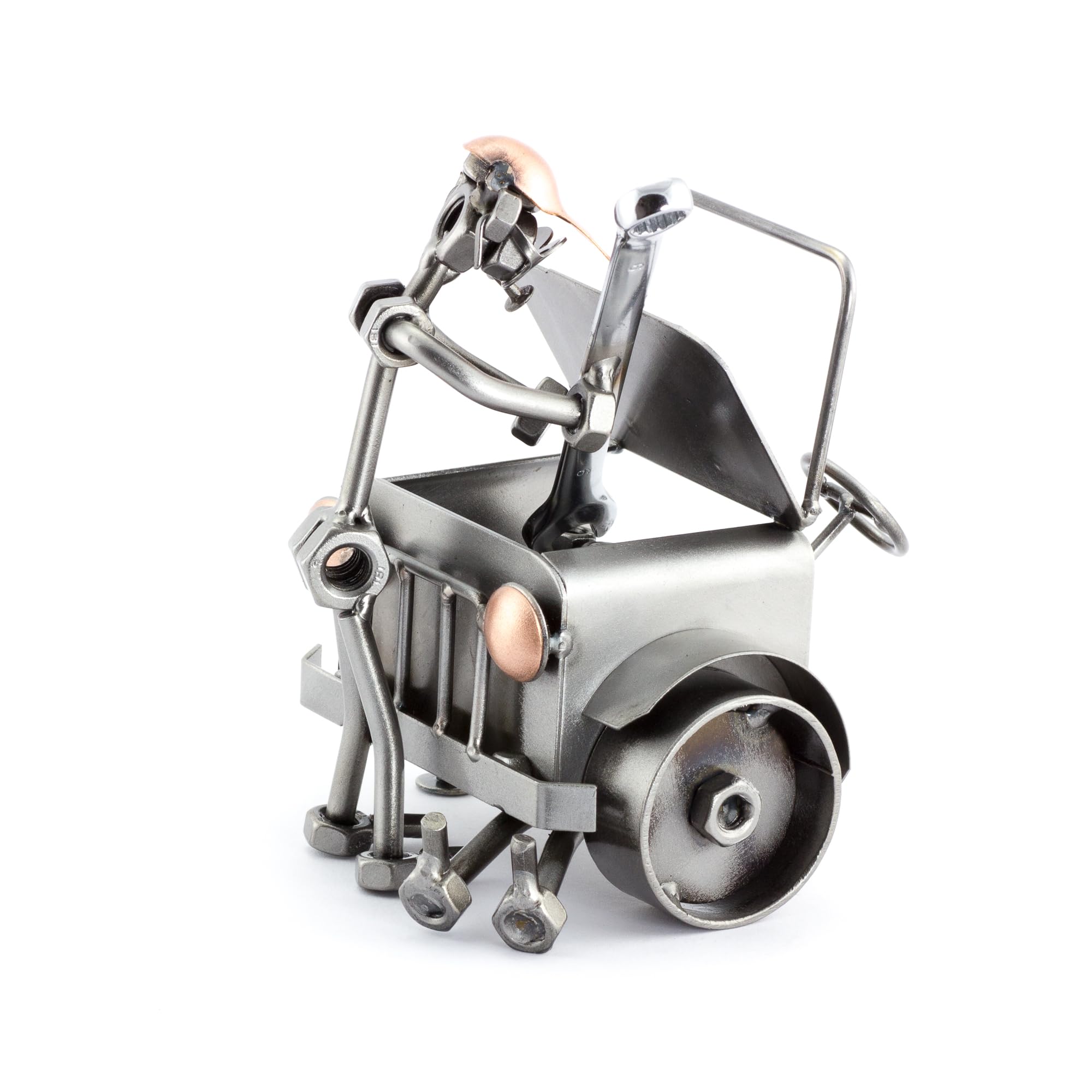 Steelman24 Mechanic Sculpture Nuts and Bolts Metal Figurine Handmade in Germany Gift for Birthday Retirement Anniversary Graduation Present Steel Sculpture Home Decor