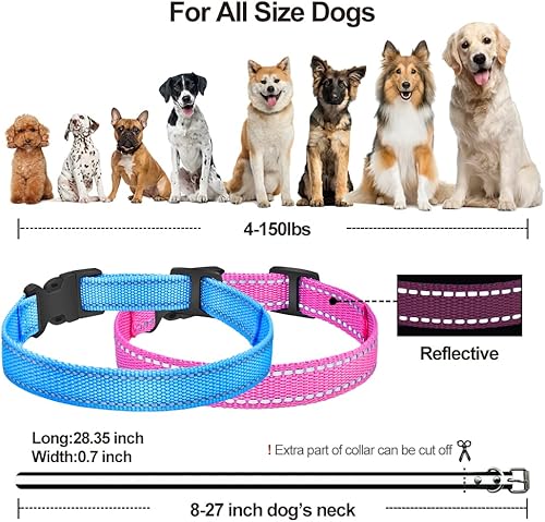 Miniatura 8 de PetJoy Collar de repuesto para collar de choque, collar reflectante para perro, collar de perro fuerte, duradero y ajustable, juego de 2 piezas para