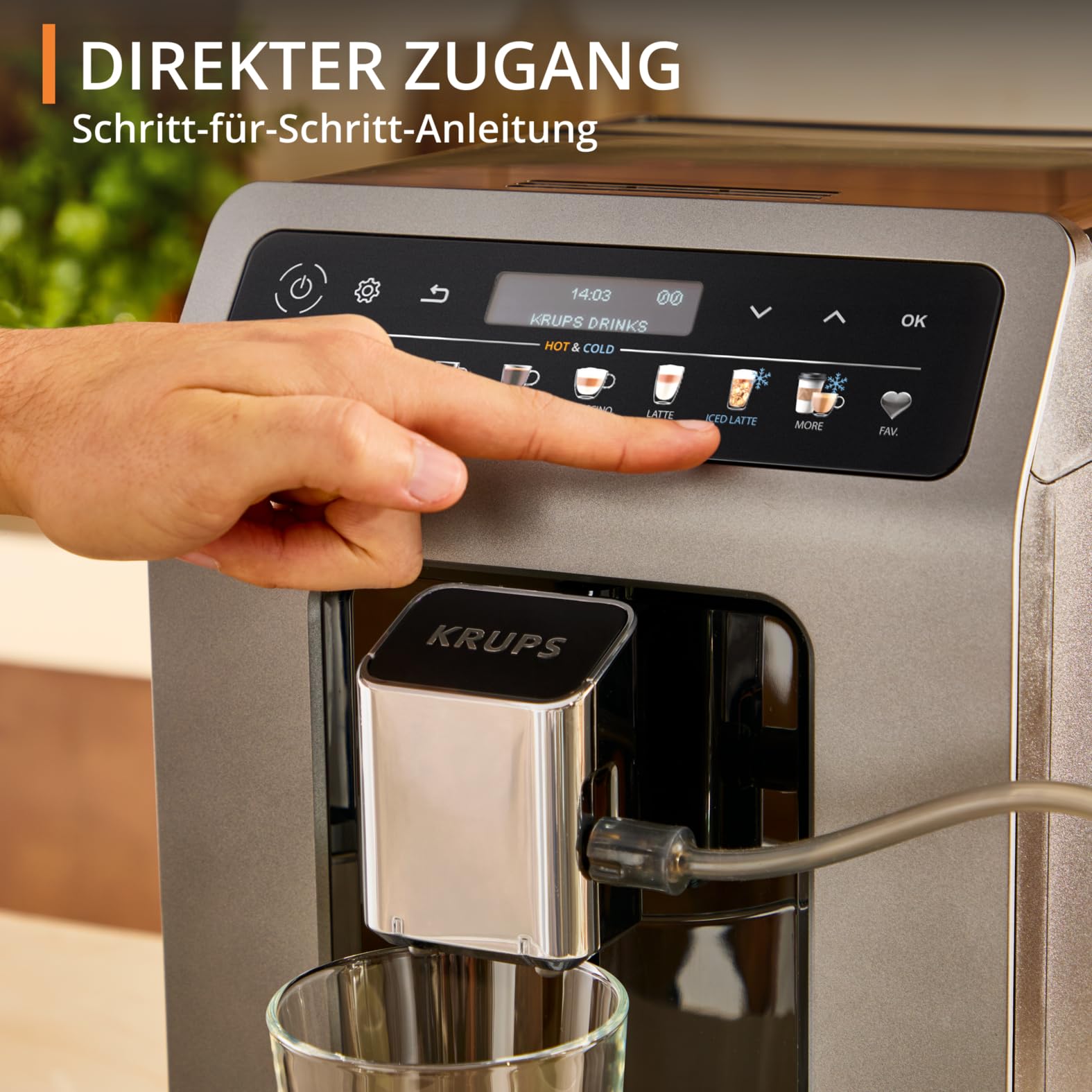 Krups Evidence Hot & Cold Kaffeevollautomat, 18 Getränke, One-Touch Cappuccino, Milchsystem, EA898GF0