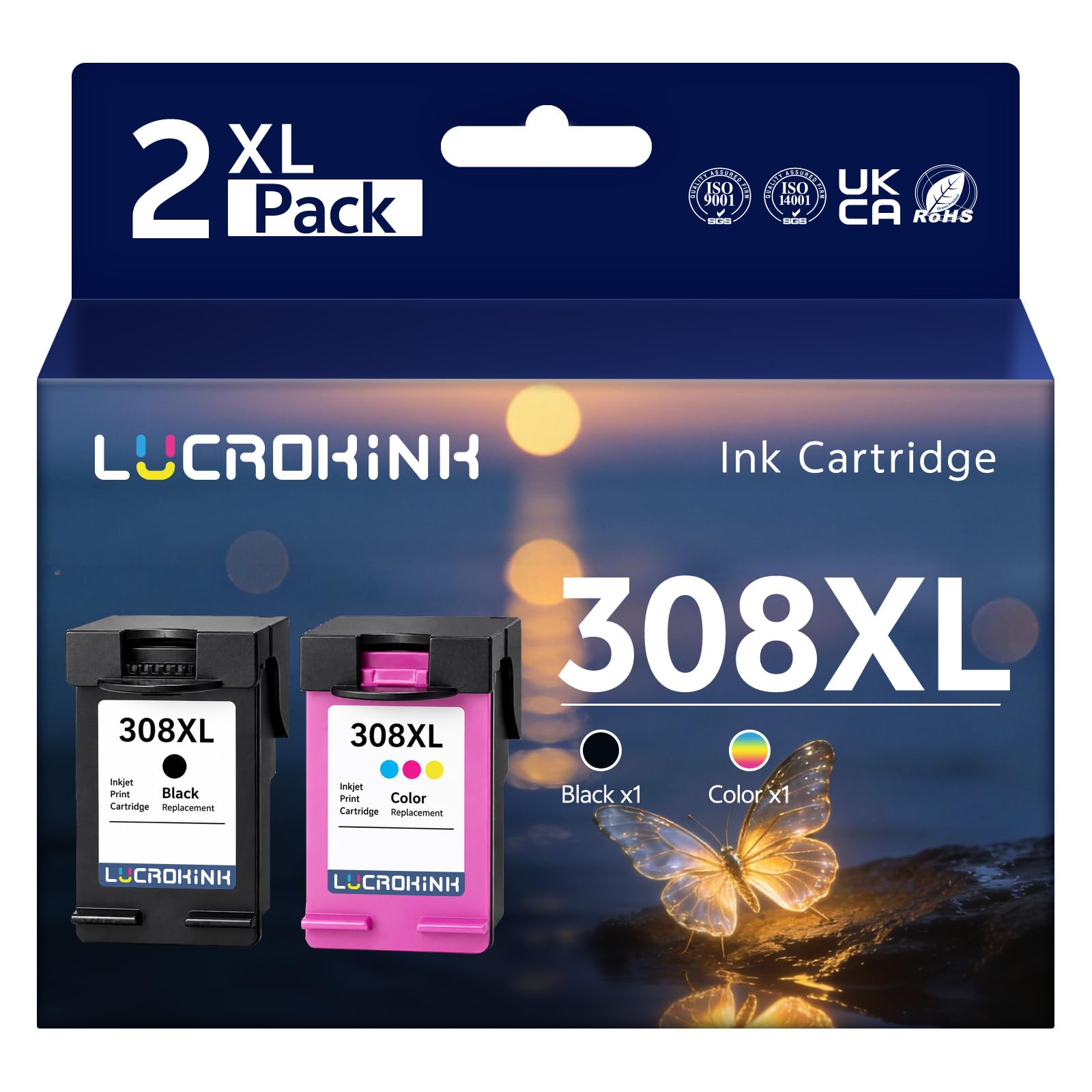 308XL 308e kompatybilne kartridże do drukarek HP 308 308XL, 2 sztuki, do HP Envy 6110e 6120e 6122e 6130 6132e 6520e 6530e 6532e Deskjet 2910 2920 2921 29222 (1*Czarny, 11, 1*Kolor)
